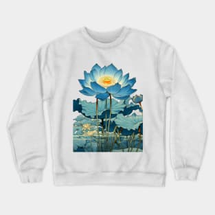 Egyptian Blue Lotus Flower on a light (Knocked Out) background Crewneck Sweatshirt